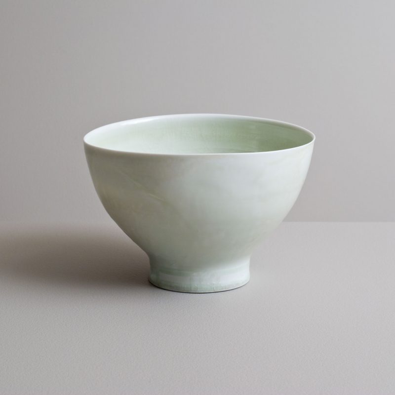 Olen Hsu Tall Bowl in Running Celadon Glazes Porcelain 11 x 18 cm.