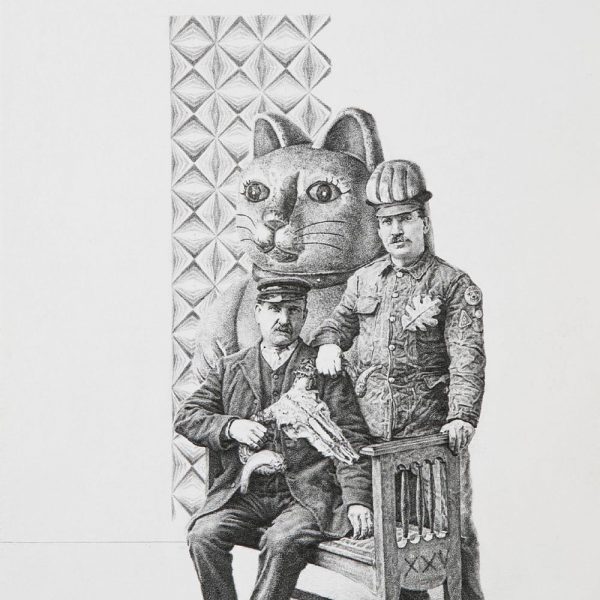 Greg Gilbert Fusiliers, Pencil on card 20 x 25 cm approx.