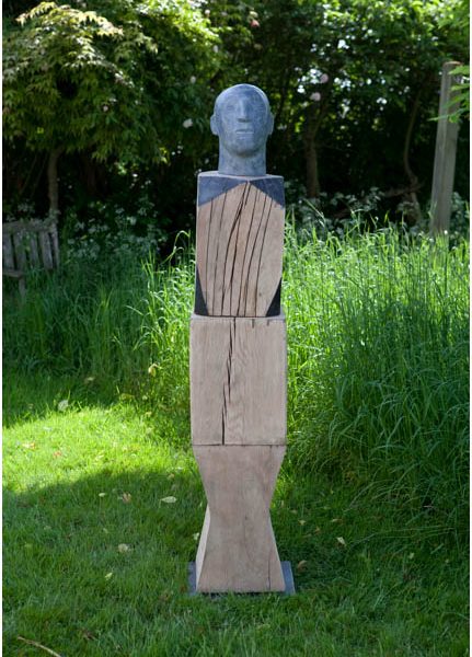 Christopher Marvell Column and Man's Head, Bronze and wood unique h166 x 30 cm