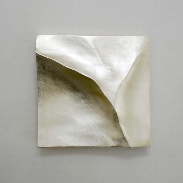 Simon Allen Flow study, 12ct White gold on carved wood 30 x 30cm