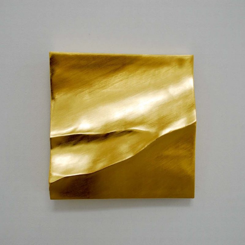 Simon Allen Sandform Study 6, 23.5ct Gold leaf on carved wood 29 x 30 cm