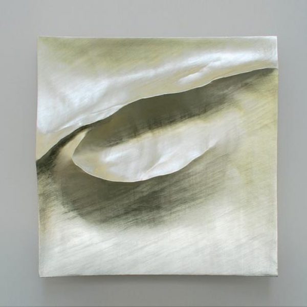 Simon Allen Curl, 12ct White Gold on Carved Wood 102 x 102 x 12 cm