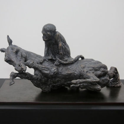 Beth Carter Monkey and Horse, Bronze Ed. of 10 50 x 27 x 29 cm.