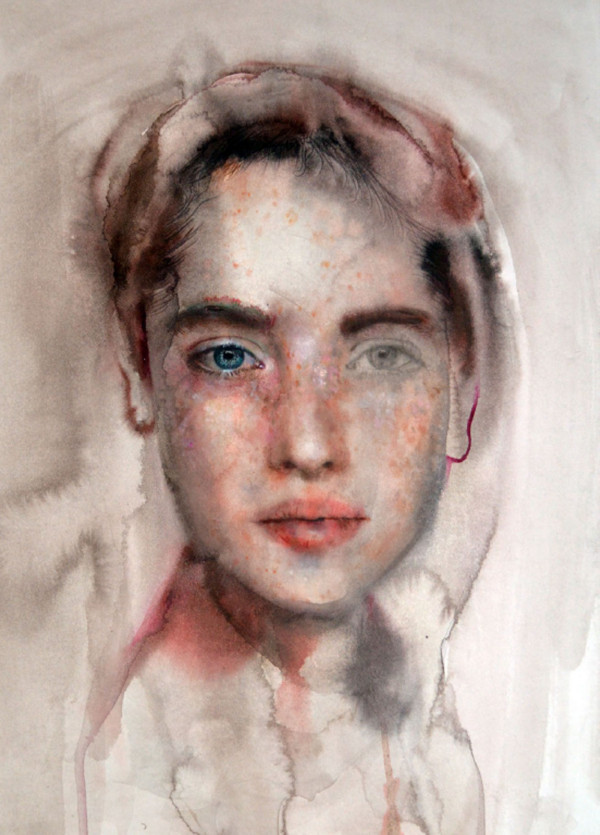 Martha Zmpounou Found Girl, Watercolour on Paper 40 x 50 cm.