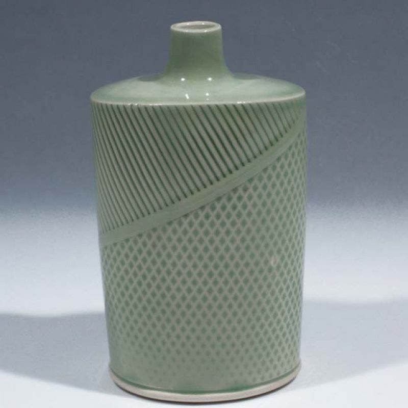 Suleyman Saba SS13_Flask with green glaze stoneware h15 x 8 cm