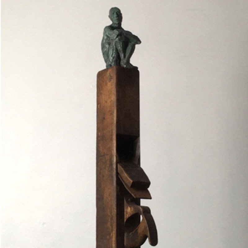 Anna Gillespie Be There at Our Waking, Bronze and Wood Ed. of 9 74 x 14 x 18 cm.