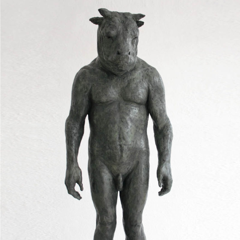 Beth Carter Standing Minotaur II, Bronze Ed. of 8 h89 x 35 x 30 cm.