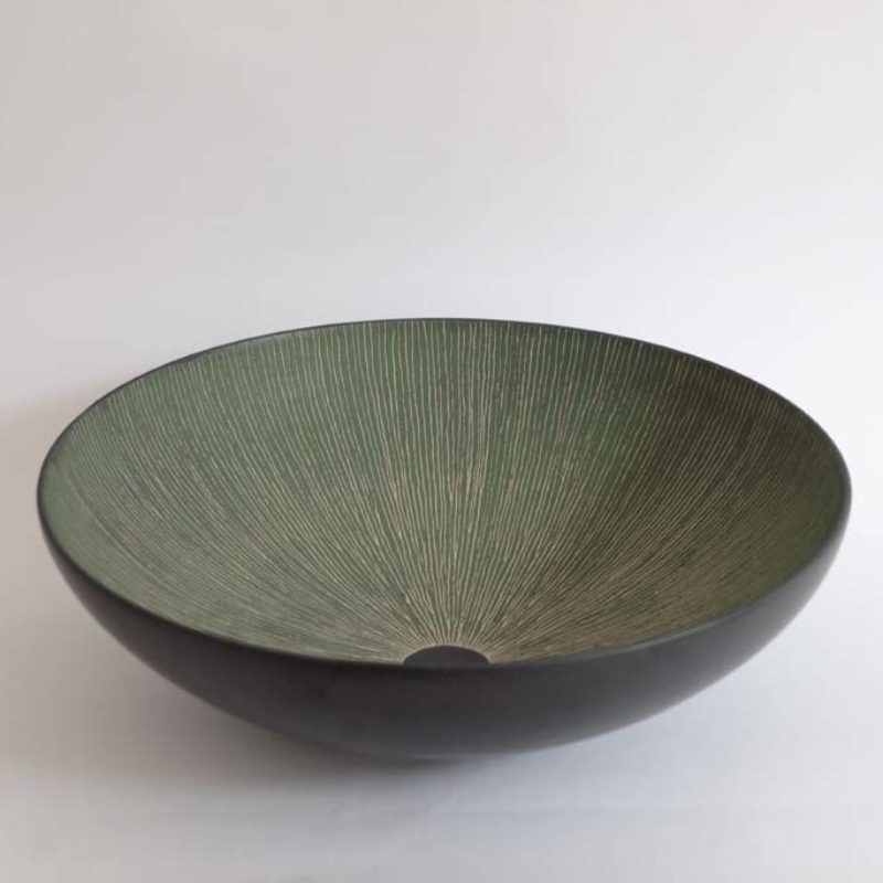 Christiane Wilhelm 4. Black and Green Bowl Stoneware ht. 9 x Ø32