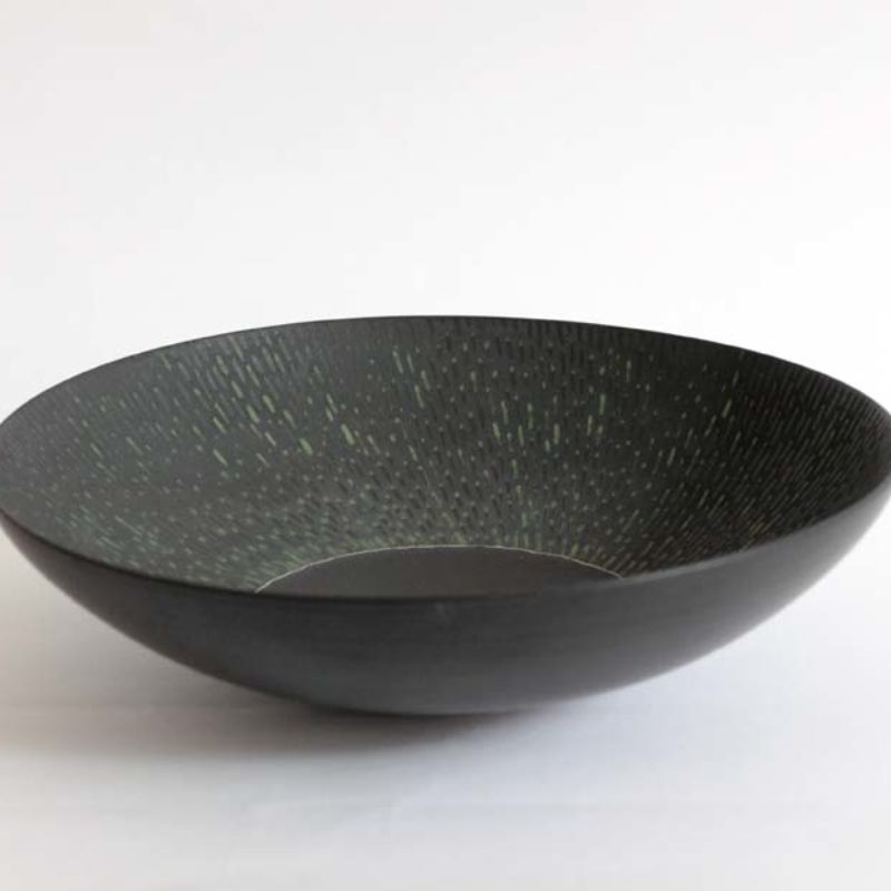 Christiane Wilhelm 5. Black and Green Bowl Stoneware ht. 6 x Ø 23 cm.