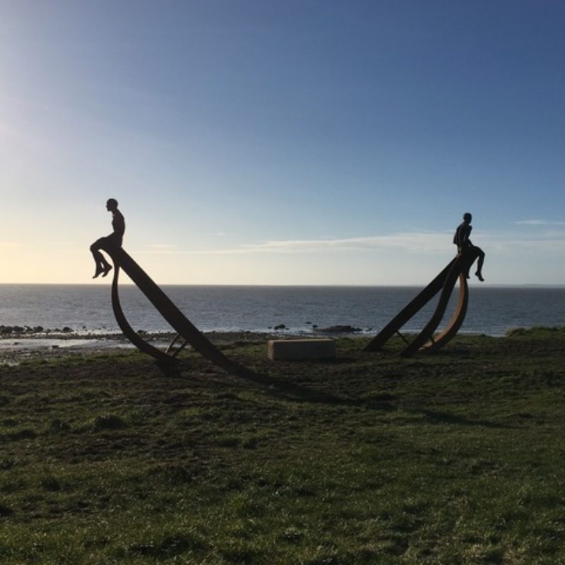 Anna Gillespie SHIP, Bronze and corten steel, commissioned by Morecambe Bay Partnership for Half Moon Bay, Morecambe