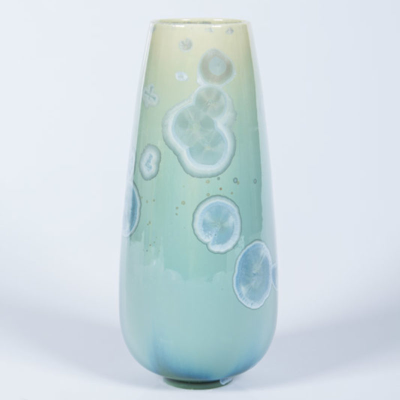 Matt Horne 11. Blue/Green Vase, Porcelain with Crystalline Glaze h21 x 9 cm.