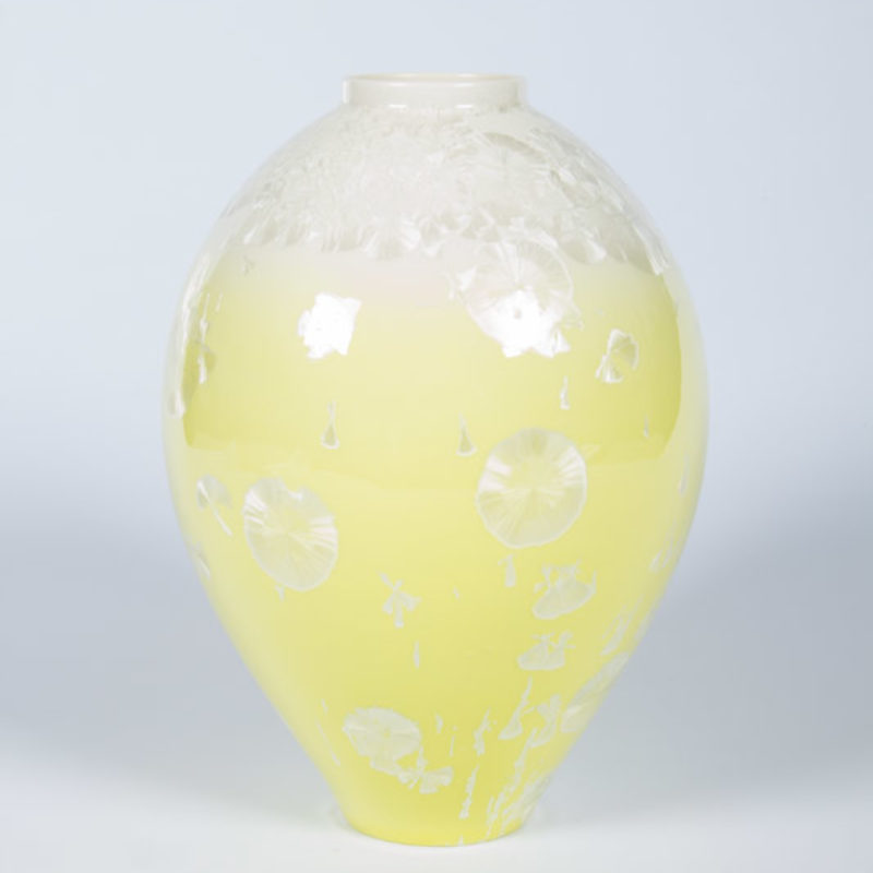 Matt Horne 17. Cream and Yellow Vase, Porcelain with Crystalline Glaze h27 x 17 cm