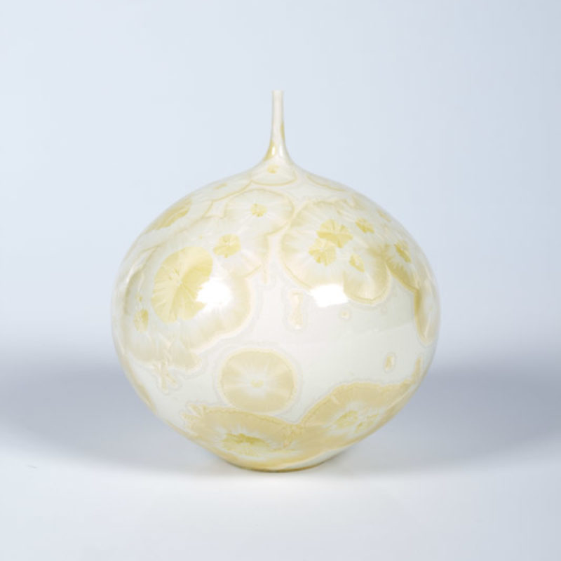Matt Horne 31. Cream and Yellow Vase, Porcelain with Crystalline Glaze h17 x 13 cm.