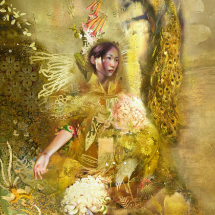 Iva Troj Dancer Series IV Pastel, paint acrylic, gold leaf, Pencil on Canvas 60 x 90 cm.