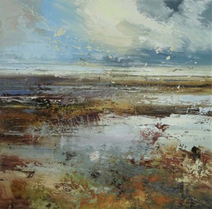 Claire Wiltsher Drifting II, Mixed media on canvas 50 x 50 cm.
