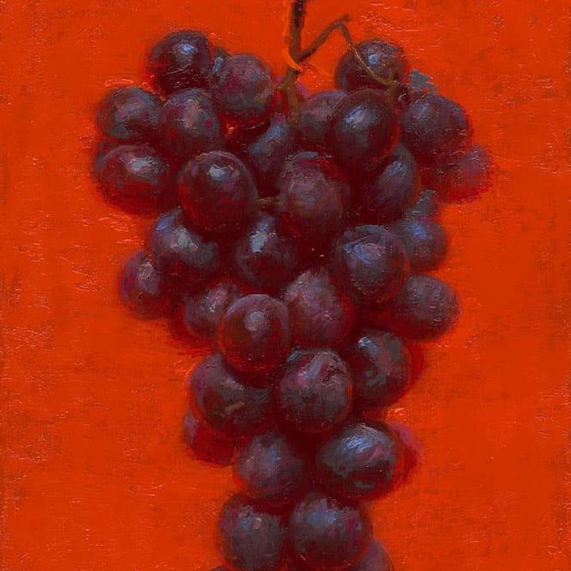 Conor Walton Red Grapes Oil on Linen 30 x 20 cm.