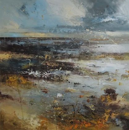 Claire Wiltsher Time collector VIII, Mixed media on canvas 80 x 80 cm.