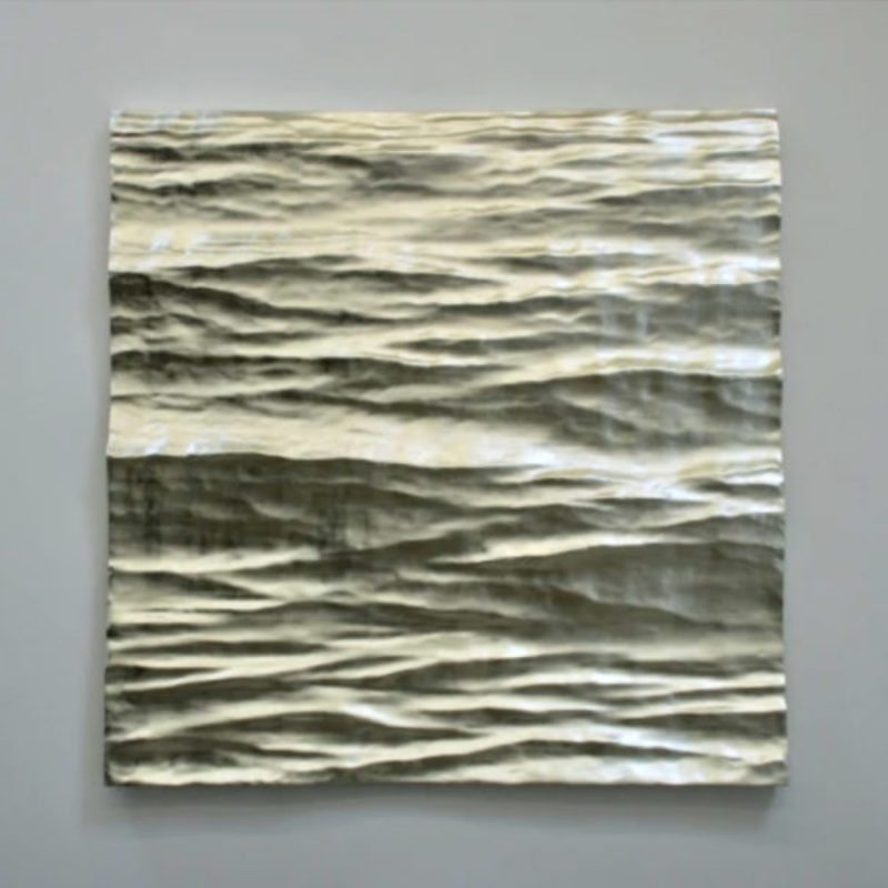 Simon Allen Calm Water, 12ct white gold on carved wood 110 x 110 cm.