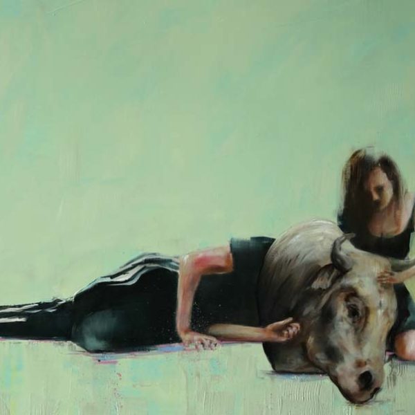 Richard Twose Sleeping Minotaur, Oil on board 62 x 83 cm.