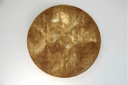 Simon Allen Solar Field, 23.5ct gold on carved wood 110 diam