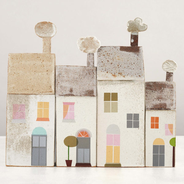 Jane Muir Houses (from left: 46, 44, 47, 45), Stoneware heights 20 - 32 cm.