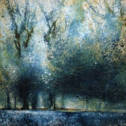 Stewart Edmondson Chiff Chaff Calls and the Woods Sing, Acrylic on paper 76 x 76 cm..