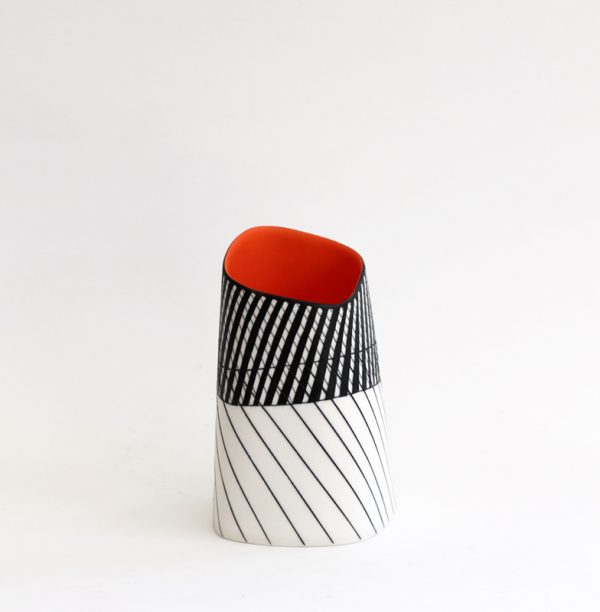 S11. Squared Vase with Orange Interior II, Parian Clay 17 x 10 cm. £280