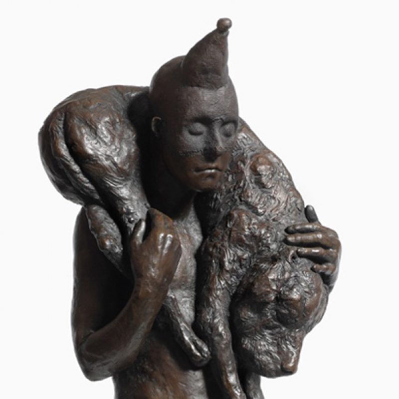 Man and Dog, Bronze Ed. of 15 89 x 33 x 22 cm.
